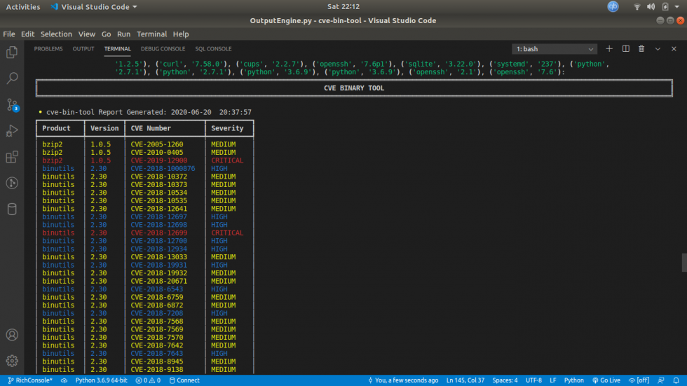 Offensive Security Tool CVE Binary Tool by Intel Black Hat Ethical Hacking