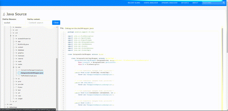 Static Analysis - Android Source Tree-view