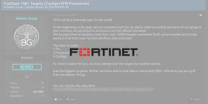 FortiGate Leak: Over 15,000 Devices’ Configs and VPN Credentials Exposed by New Hacking Group