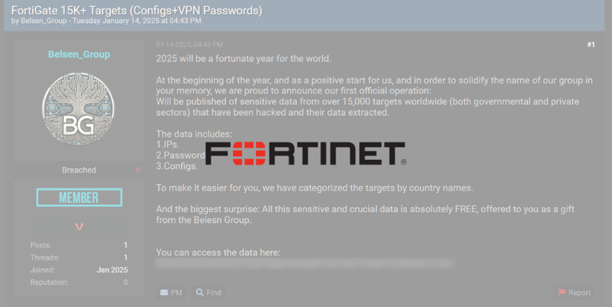 FortiGate Leak: Over 15,000 Devices' Configs and VPN Credentials Exposed by New Hacking Group