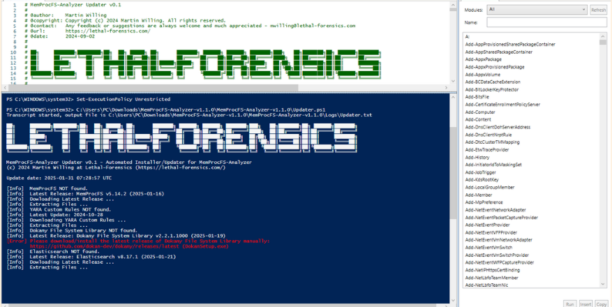 Digital Forensics Tool: MemProcFS-Analyzer